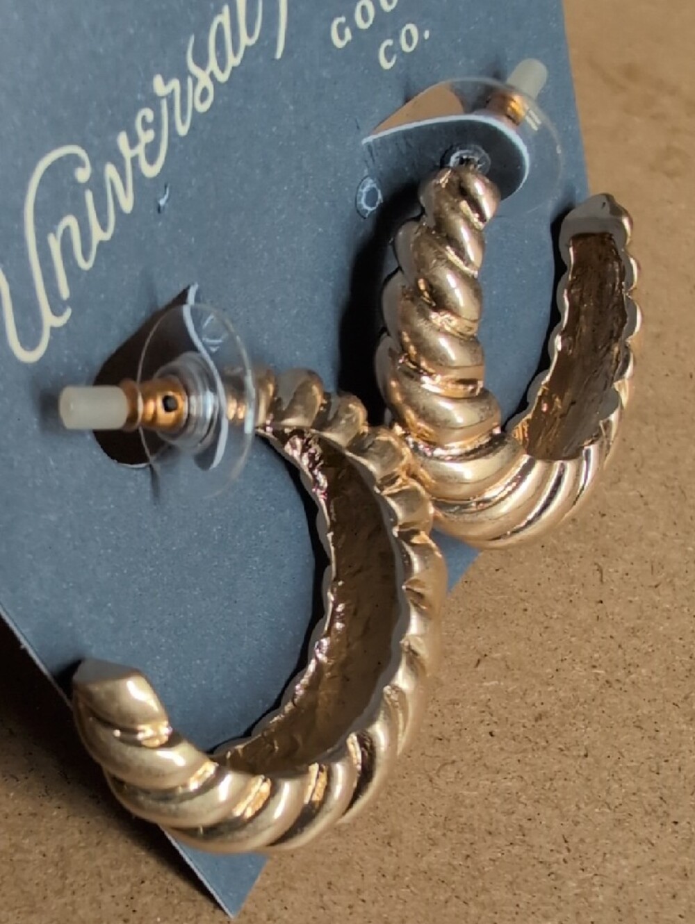 Universal Thread Gold Rope-Textured Hoop Earrings - Picture 2 of 4